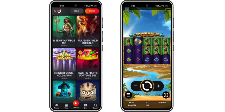 Mobiele versie van Betsomnia Casino voor smartphone en tablet